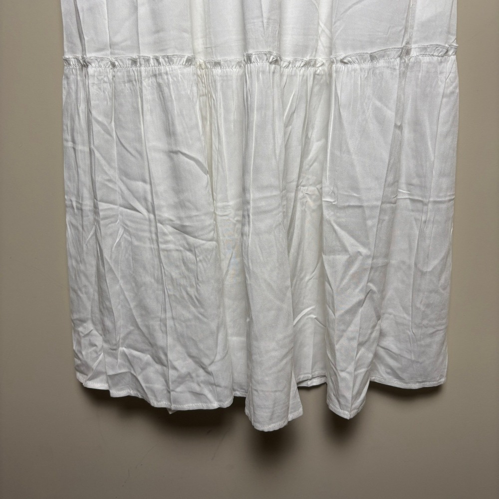 NWT HAEOF White Drawstring Elastic Waistband Tiered Long Maxi Skirt Womens XS - Picture 3 of 8